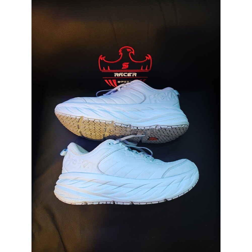 Hoka One One Bondi SR Shoes Womens Size 11 White Leather Slip Resistant 1110521
